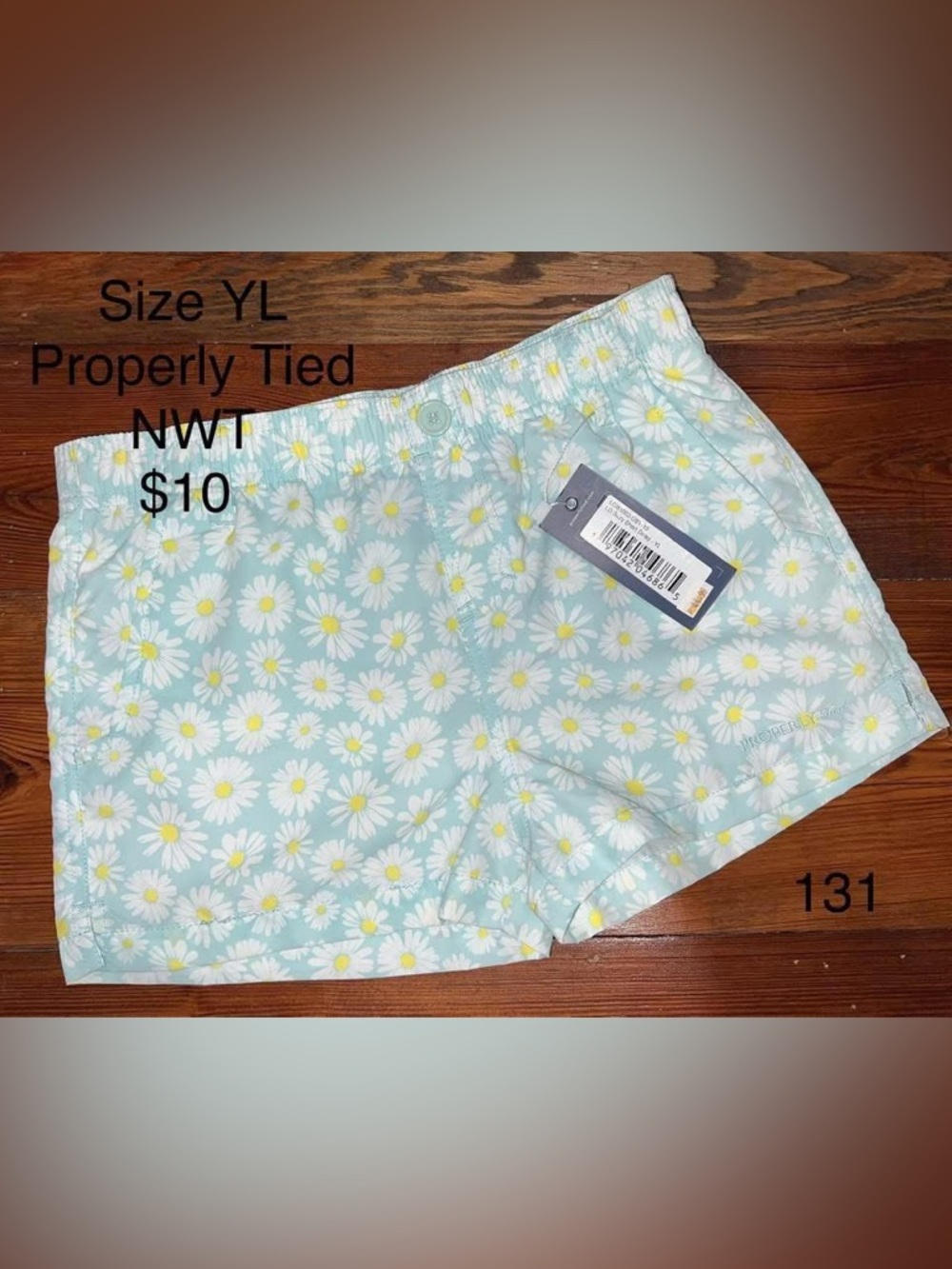 Girls Aqua Daisy-Print Shorts with Elastic Waist